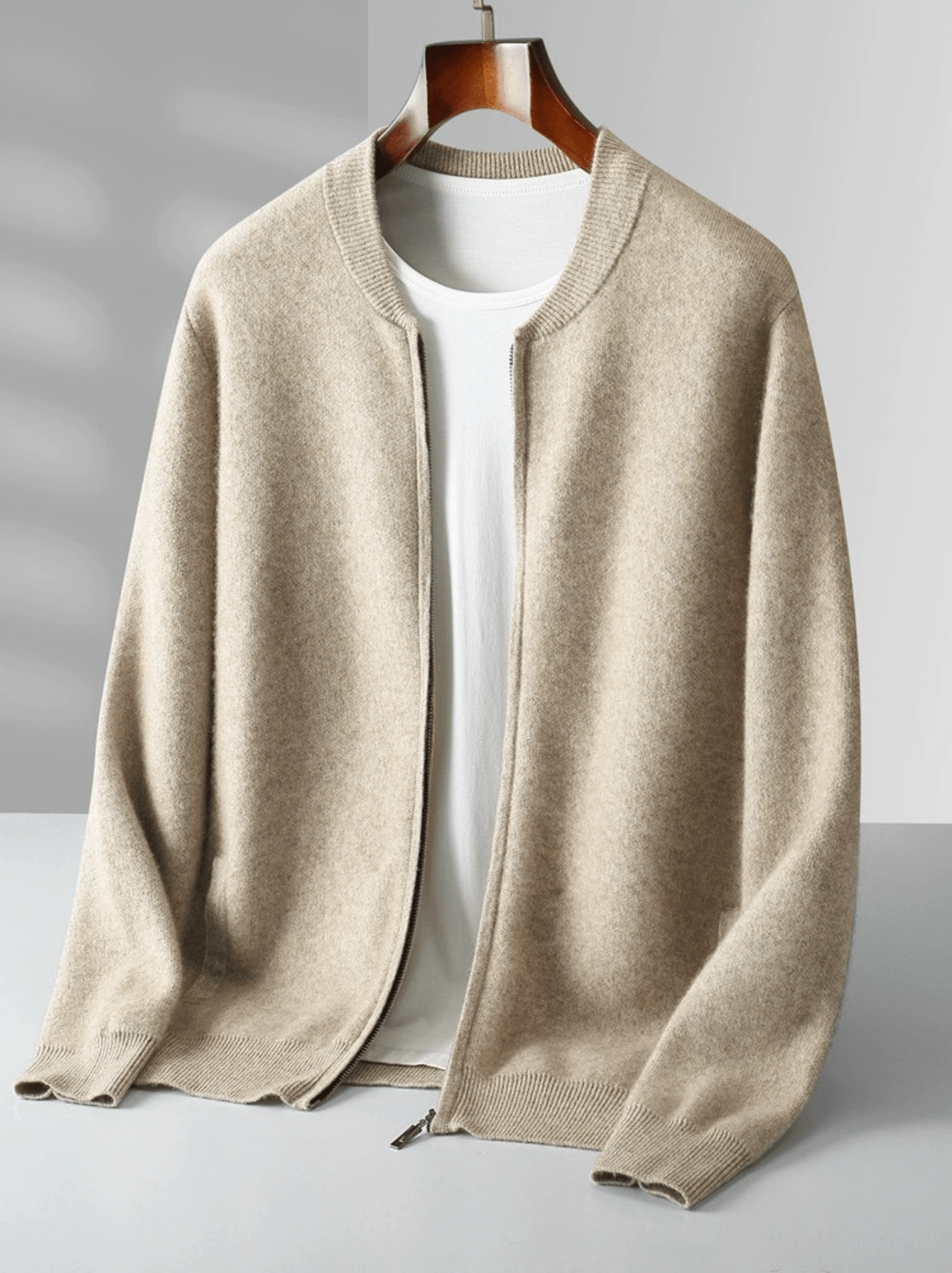 Lightweight Wool Zip Cardigan - Louvelle