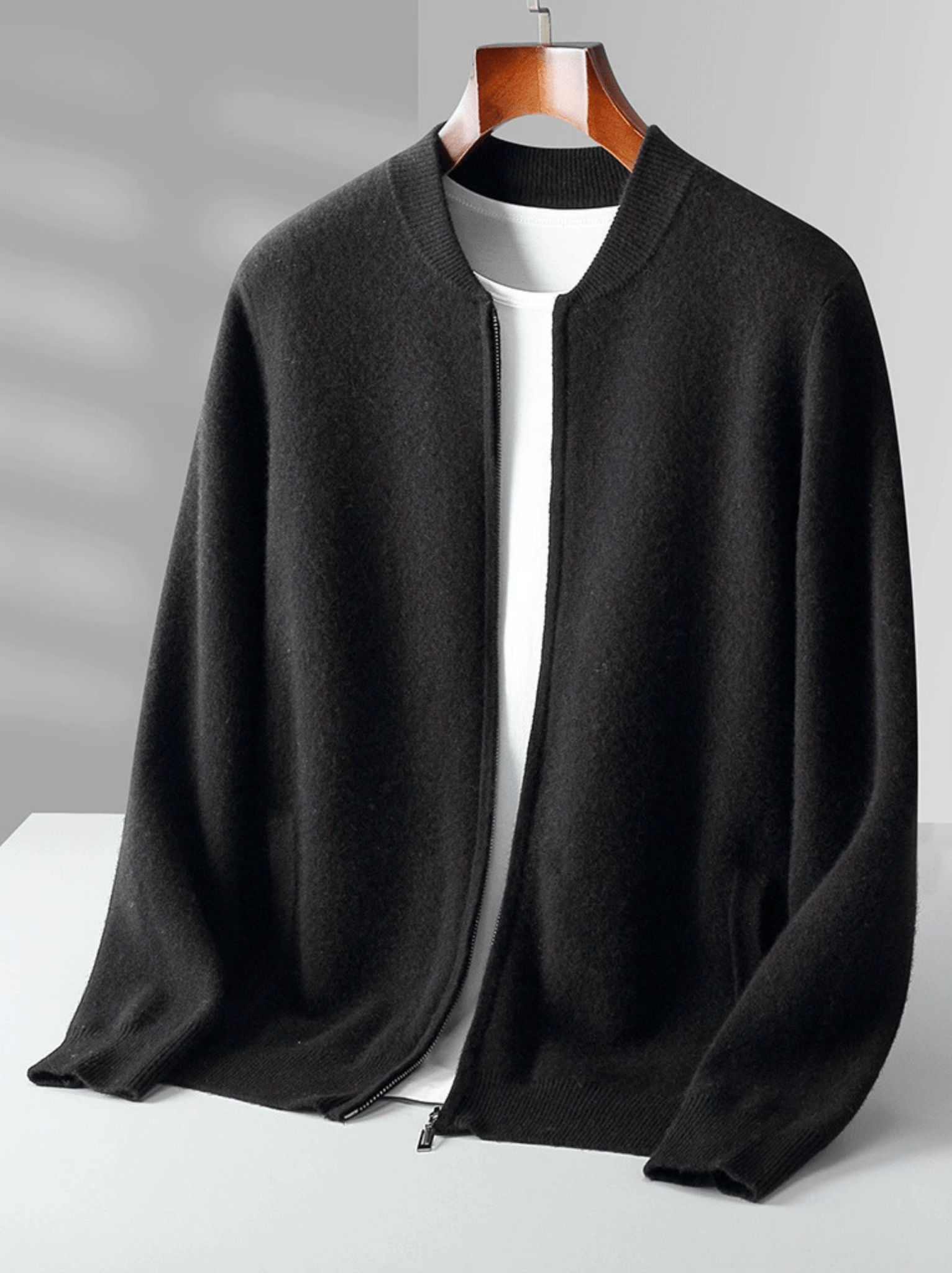 Lightweight Wool Zip Cardigan - Louvelle