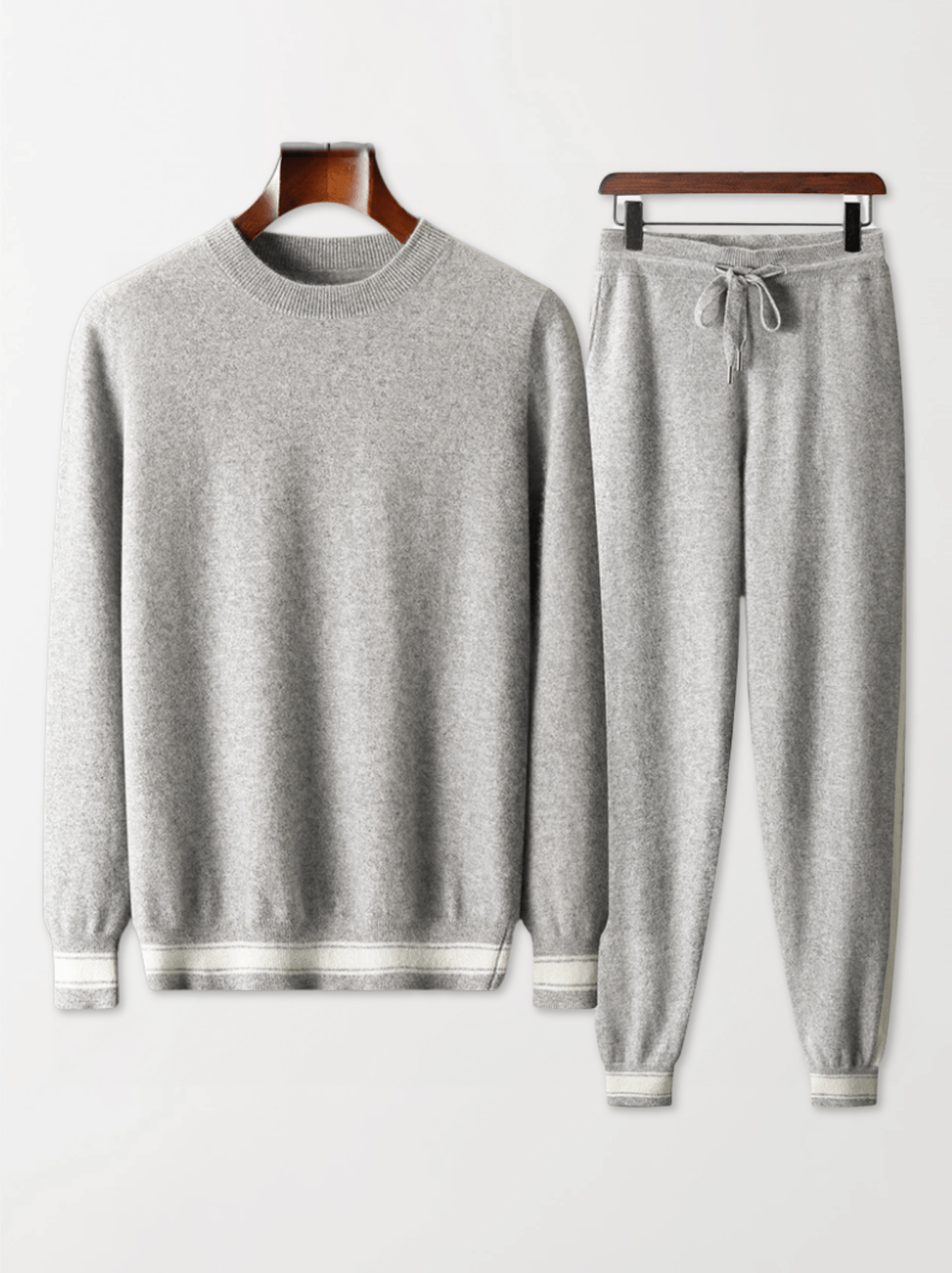 Cashmere Striped Trim Lounge Set - Louvelle