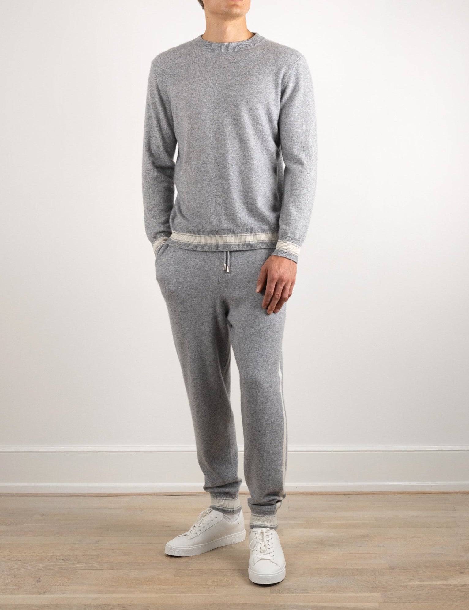 Cashmere Striped Trim Lounge Set - Louvelle