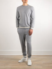 Cashmere Striped Trim Lounge Set - Louvelle