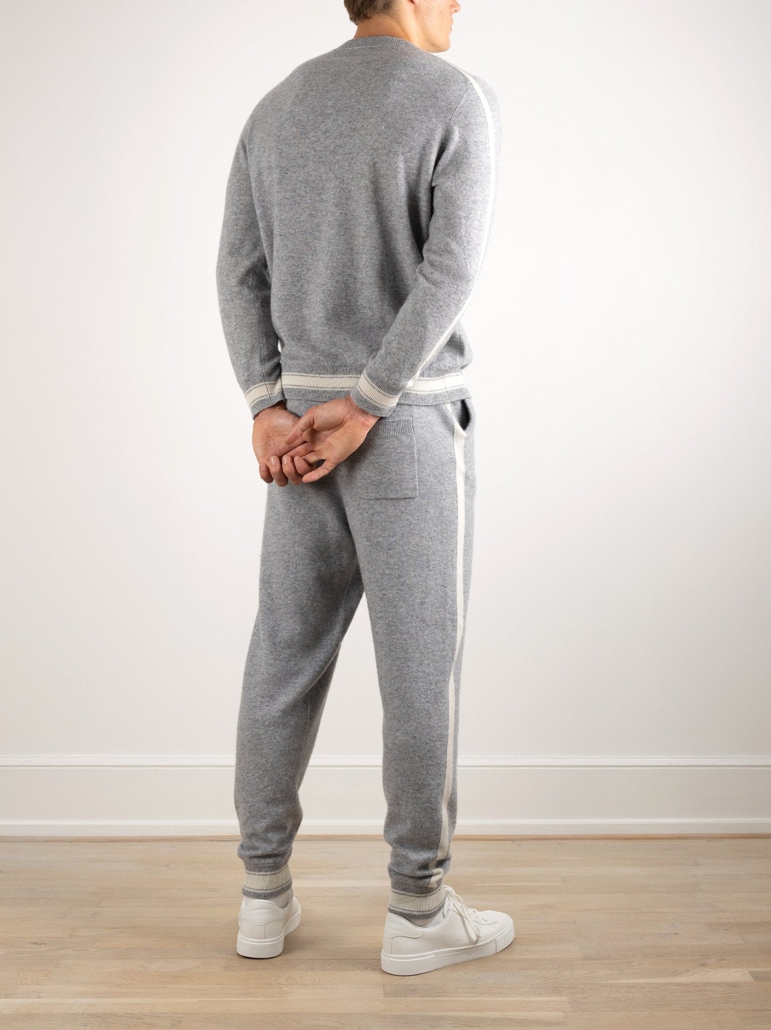 Cashmere Striped Trim Lounge Set - Louvelle