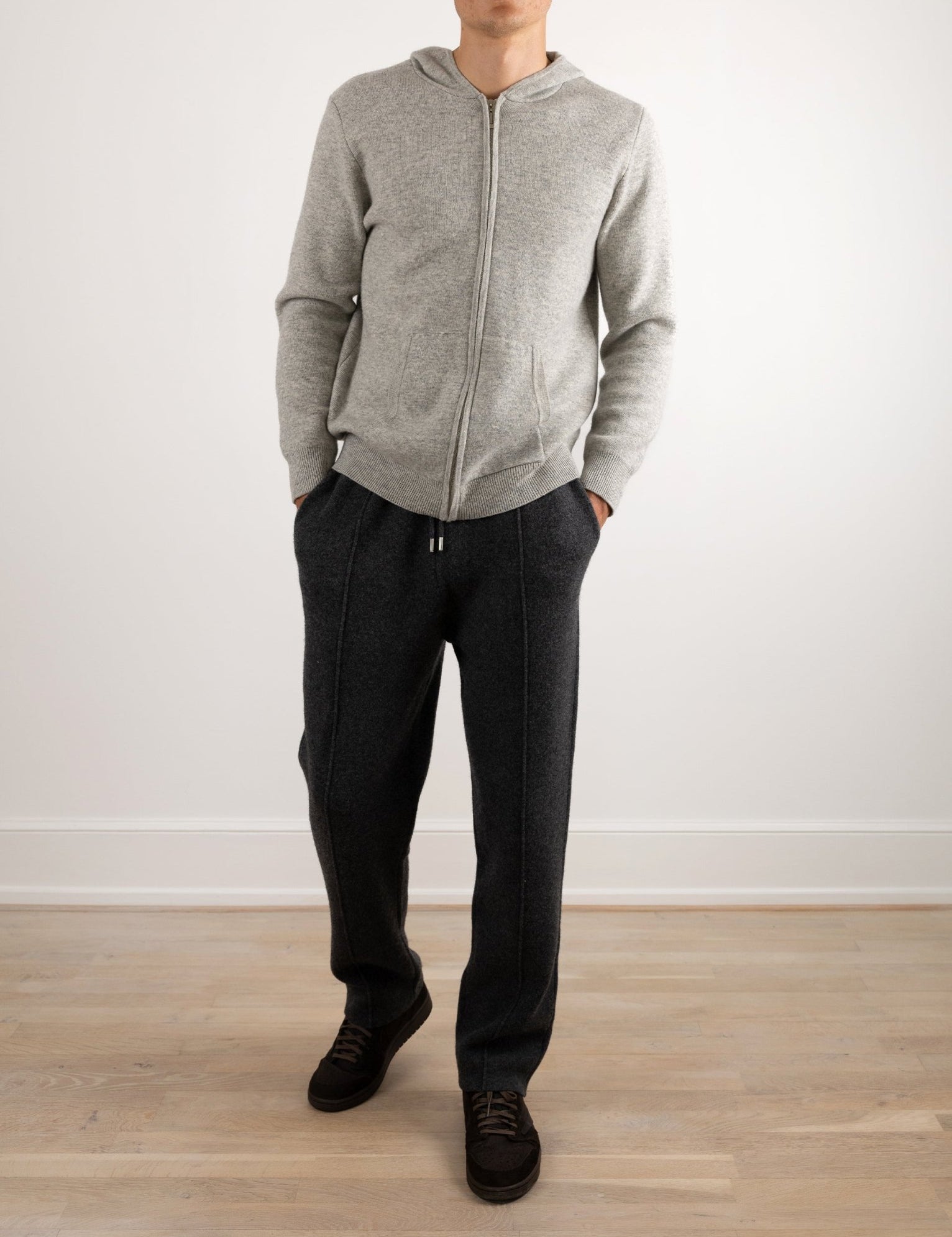 Relaxed Fit Wool Zip Hoodie - Louvelle