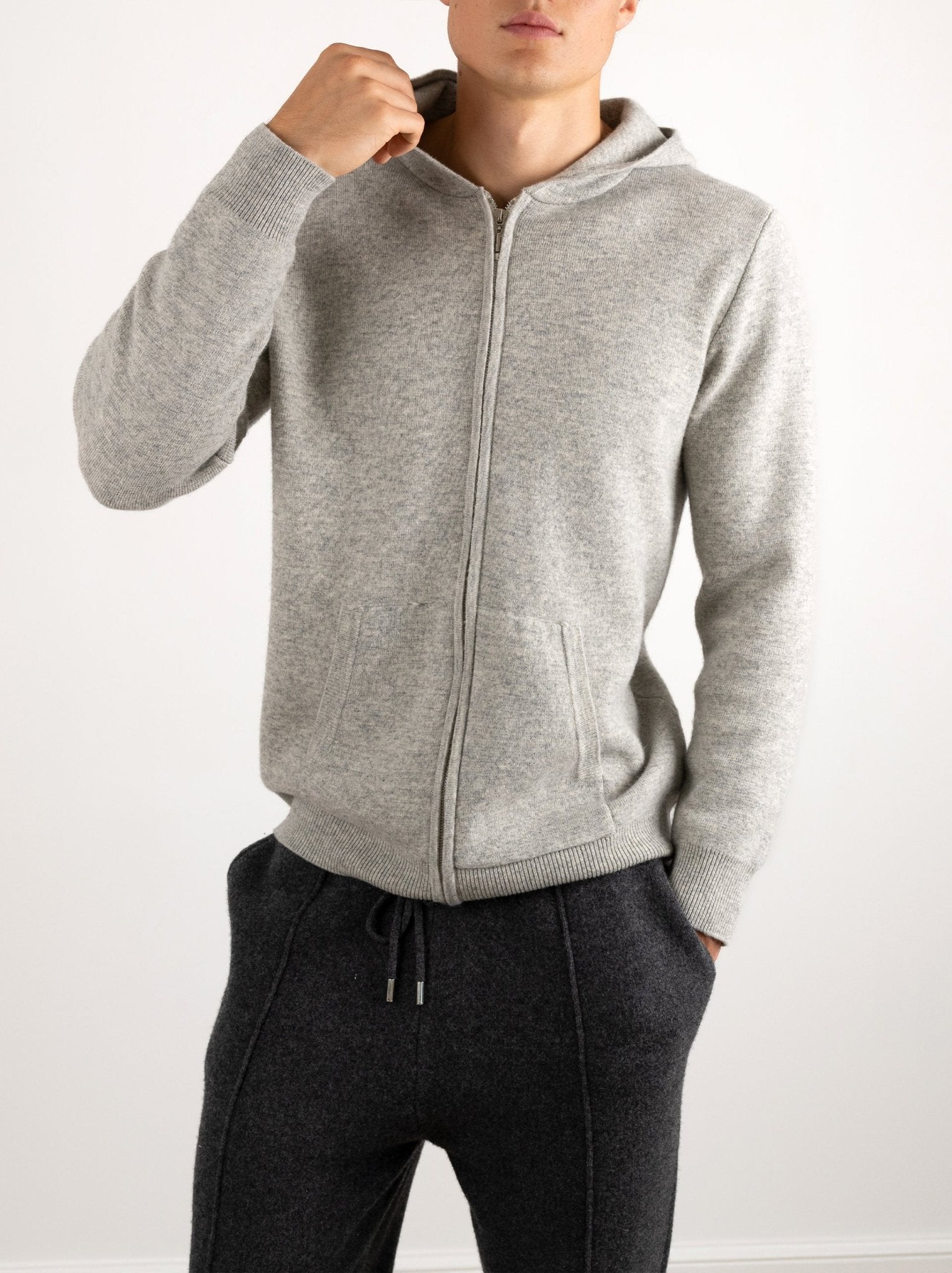 Relaxed Fit Wool Zip Hoodie - Louvelle