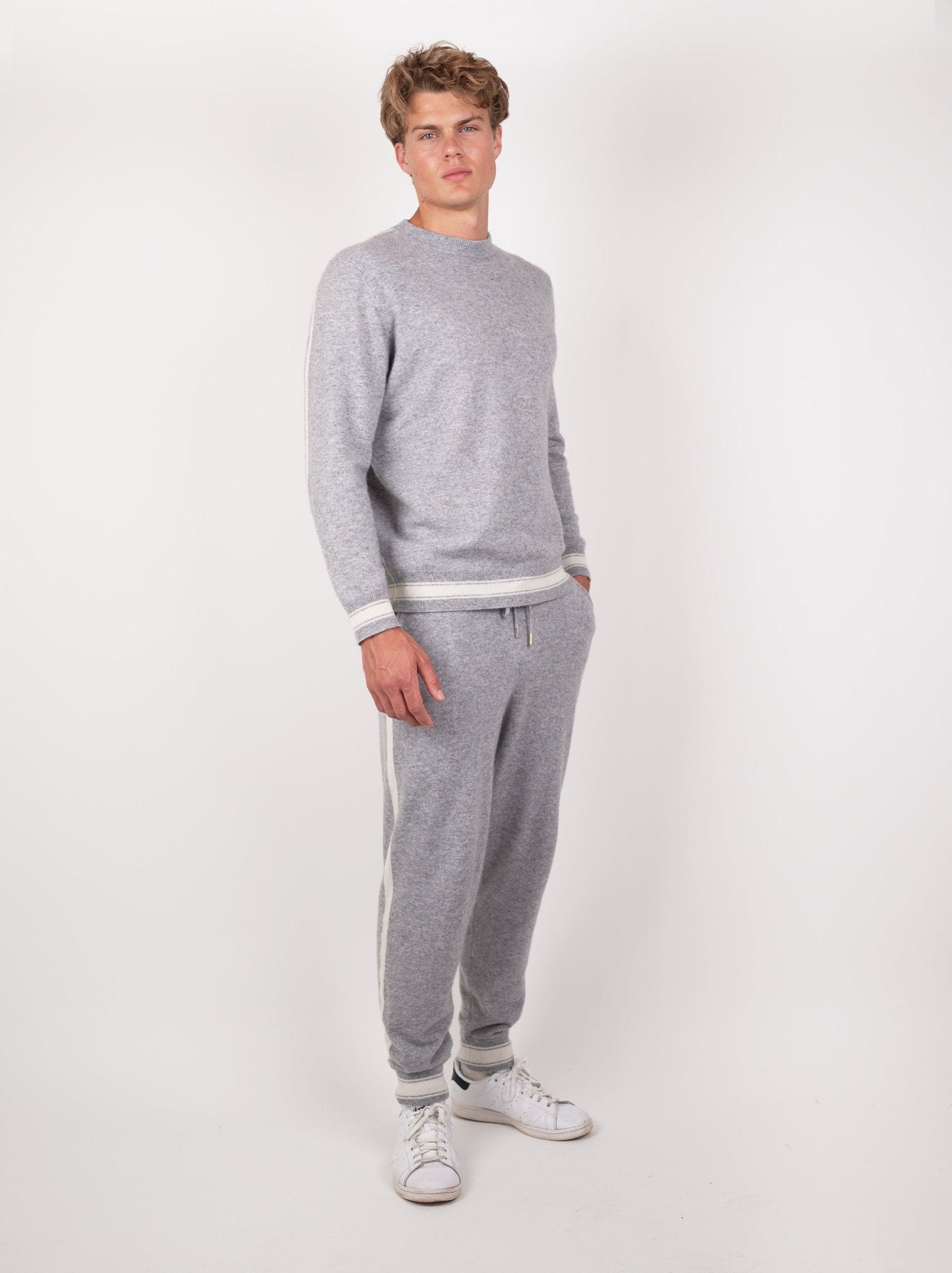 Cashmere Striped Trim Lounge Set - Louvelle