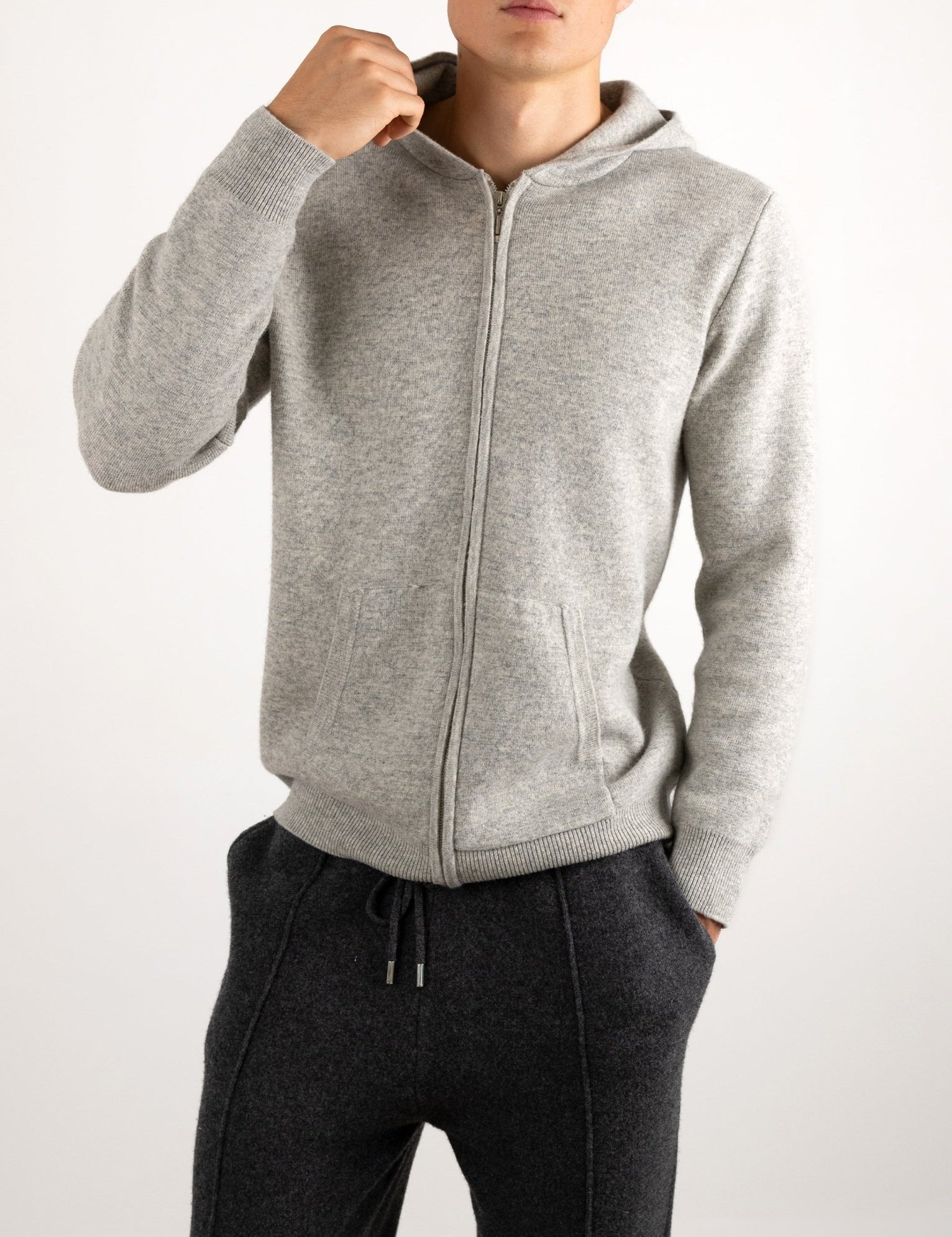 Relaxed Fit Wool Zip Hoodie - Louvelle